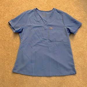 Figs Catarina One-Pocket Scrub Top in Ceil Blue